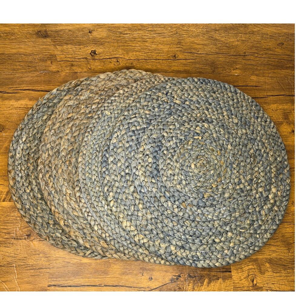 Threshold Woven Blue Grey Tan Jute Maize Round Place Mat Charger Dining 15in